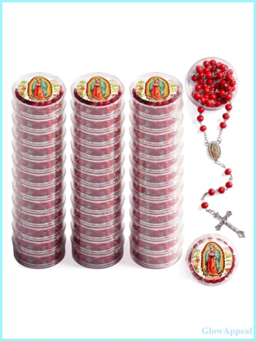 Virgen De Guadalupe Scented Rosary Necklace Wood Cross Pendant Baptism